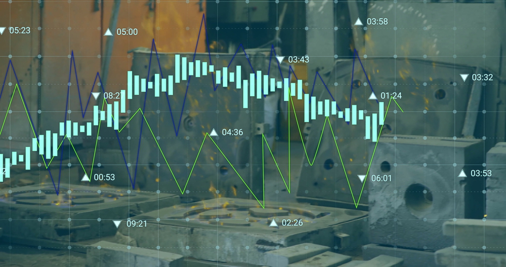 Factory performance dashboard with production metrics